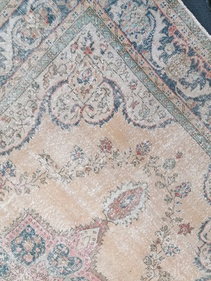 7.2 x 10.5 Oushak rug, vintage turkish rug, handmade rug, vintage anatolian rug