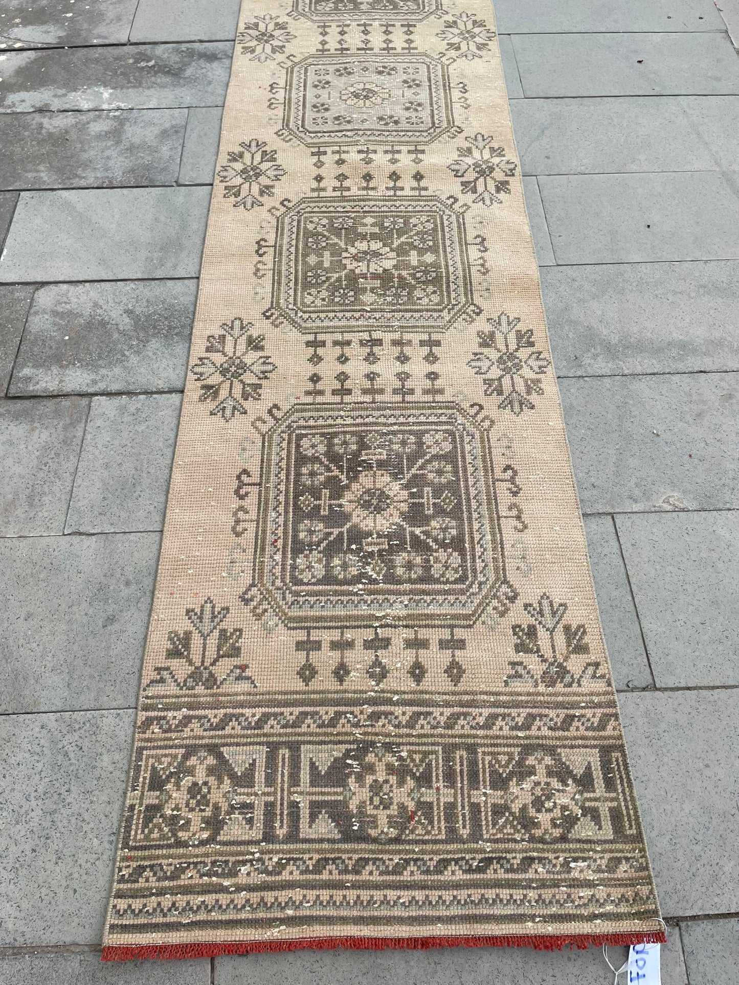 Handmade Extra Long Turkish Runner  Rug,Very Long Hand Knotted Runner Rug 2.3 x 21.3 Vintage Runner Rug XL Muted Runner Rug Staircase Runner