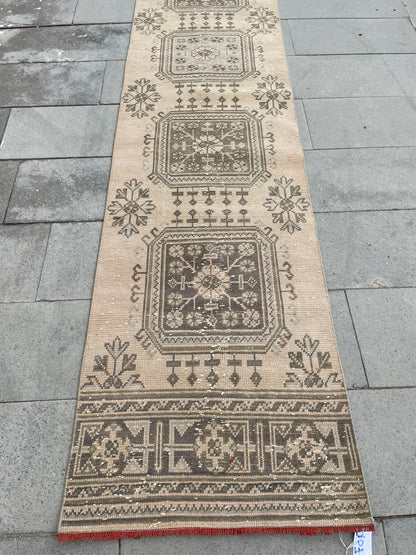 Handmade Extra Long Turkish Runner  Rug,Very Long Hand Knotted Runner Rug 2.3 x 21.3 Vintage Runner Rug XL Muted Runner Rug Staircase Runner