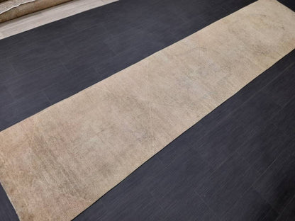 Neutral Vintage Hand Made Runner Rug Turkish Runner Rug 2.8 x 12.3 Faded Vintage Runner Rug Hallway Runner Rug Neutral Kitchen Runner Rug
