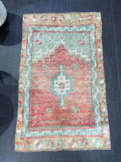 Antique Wool Rug, Vintage Shaggy 3x5 Rug, High Wool Pile Rug,  Plush Rug, Handmade Rug, Hand Knotted Rug, Turkish Rug, Nomad Rug, Rear Rug,