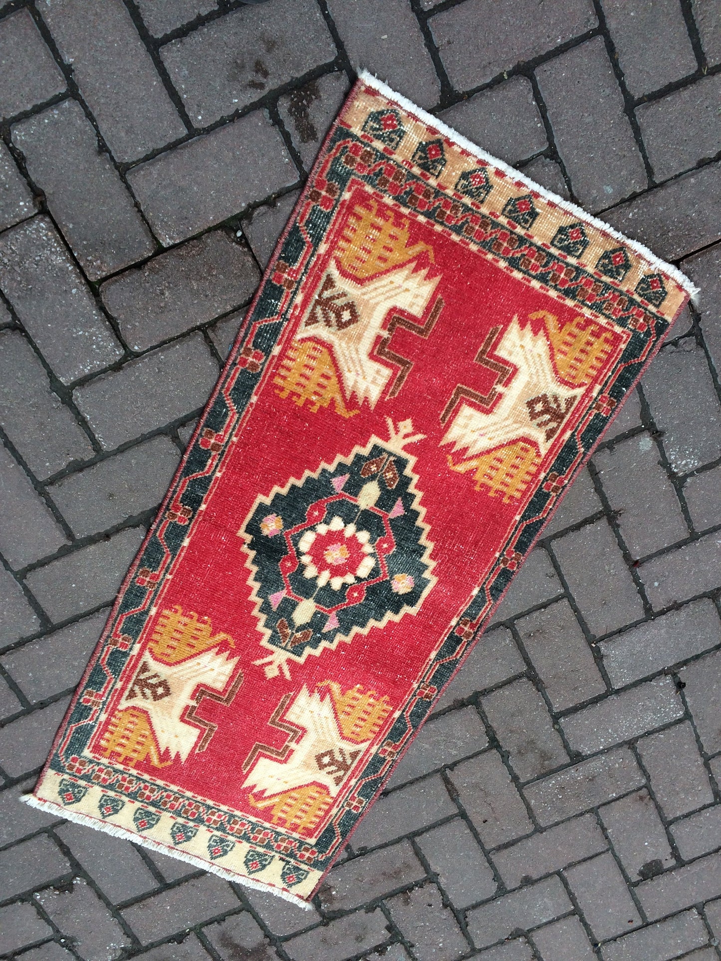 Mini Rug SMALL AREA TURKISH Rug , bohemian rug, hand made rug,oushak rug Vintage Rug
