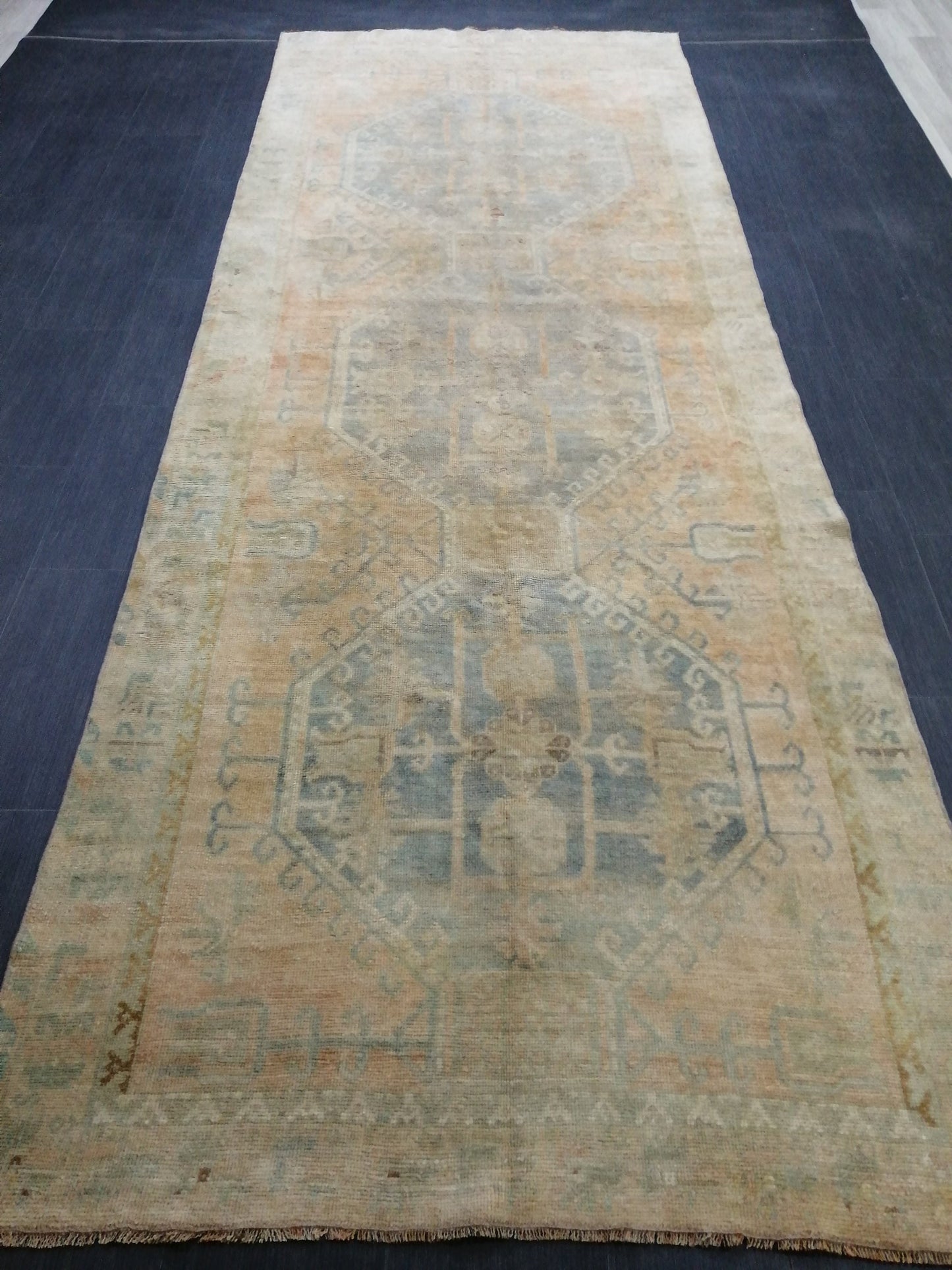 4.3 x 11.9 Faded Oushak Runner Rug Turkish Runner Rug Vintage Runner Rug Hallway Runner Rug Kitchen Runner Rug Wool Runner Rug Wool Oushak