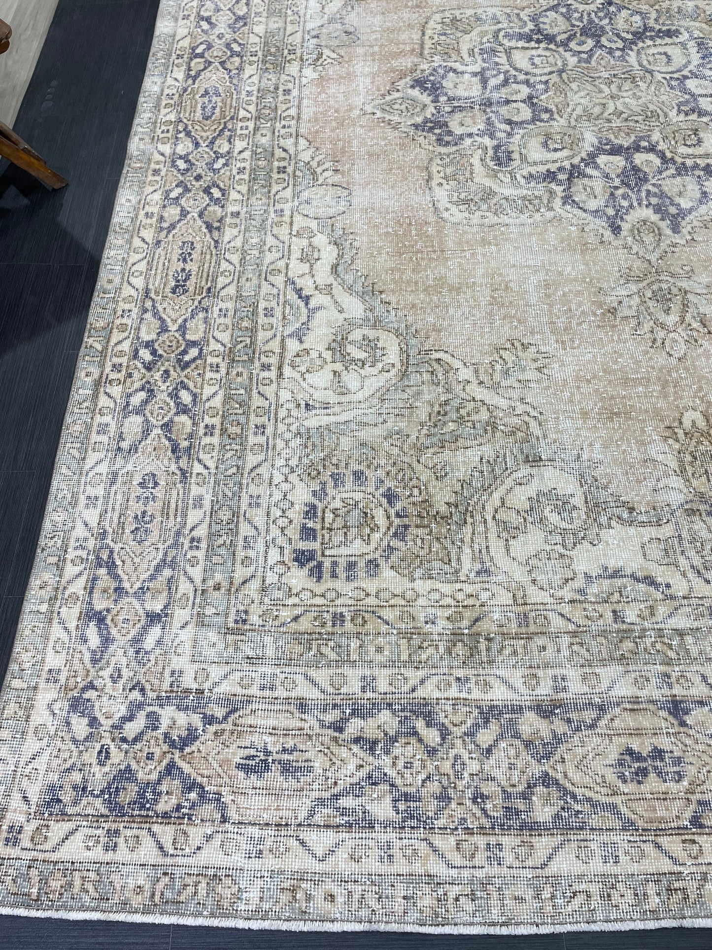 Muted Persian RUG 7.4 x 10.7 Turkish Oushak Rug Vintage Large Rug Vintage Rug Wool Muted Distressed Rug Handmade Rug Hand Knotted Rug