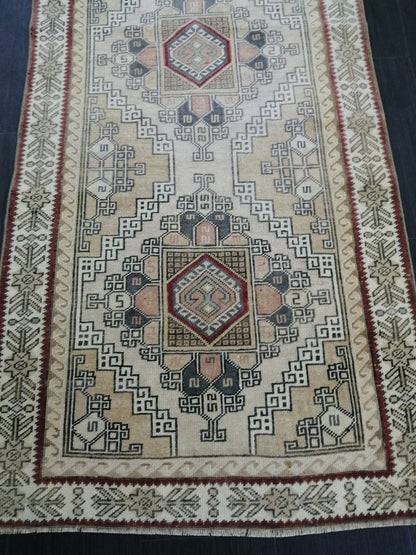 Muted Vintage Runner Rug Hallway Runner Rug 3x9 Kitchen Rug Runner Wool Runner Rug Oushak Runner Rug Turkish Runner Rug Medium Wool Pile