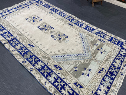 Vintage Turkish RUG Oushak Rug 3.6 x 6.5 Vintage Rug Antique Rug Handmade Rug Hand Knotted Rug Bohemian Rug Wool Rug