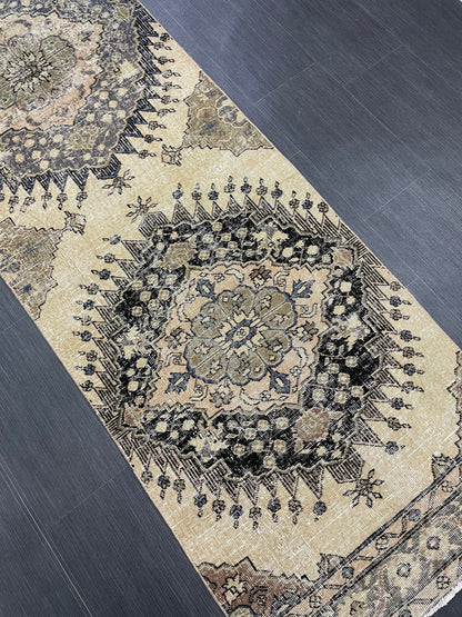Vintage Oriental Runner Rug Muted Turkish Runner Rug 2.8 x 13 Handmade Vintage Runner Rug Hallway Runner Rug Muted Runner Rug