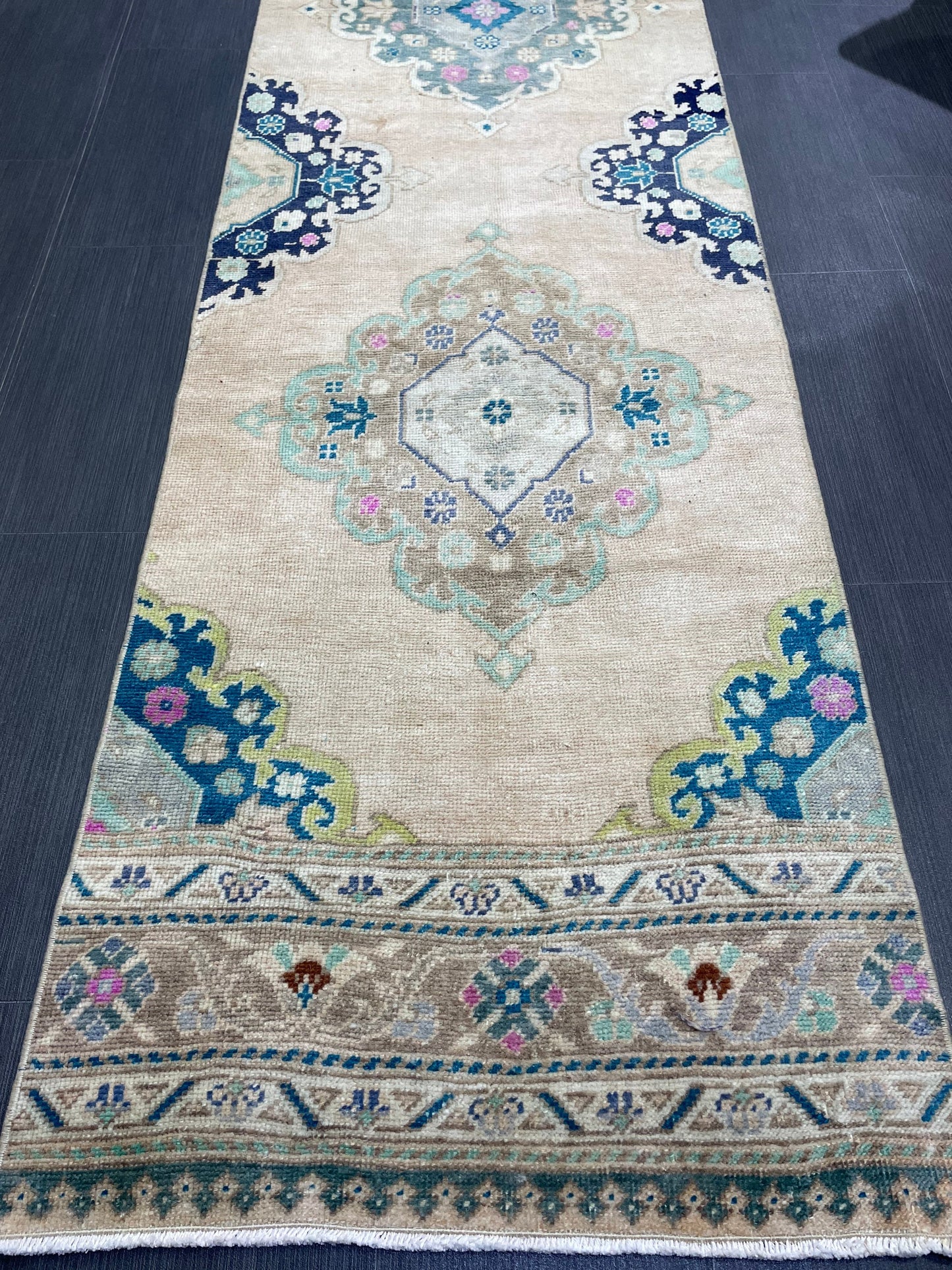 Muted Oushak Runner 2.5 x 11.5 Rug Turkish Runner Rug Vintage Runner Rug Long Hallway Runner Rug Kitchen Runner Rug Wool Runner Handmade Rug