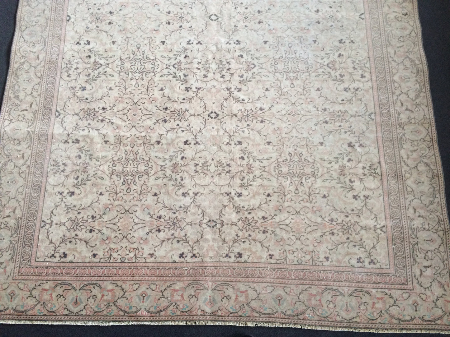 Muted Turkish Rug Large Area Rug Pastel Oushak 6 x 9.3 Rug Vintage Muted Rug Hand Made Rug Vintage Earth Tones Rug Rustic Rug 6x9 Muted rug