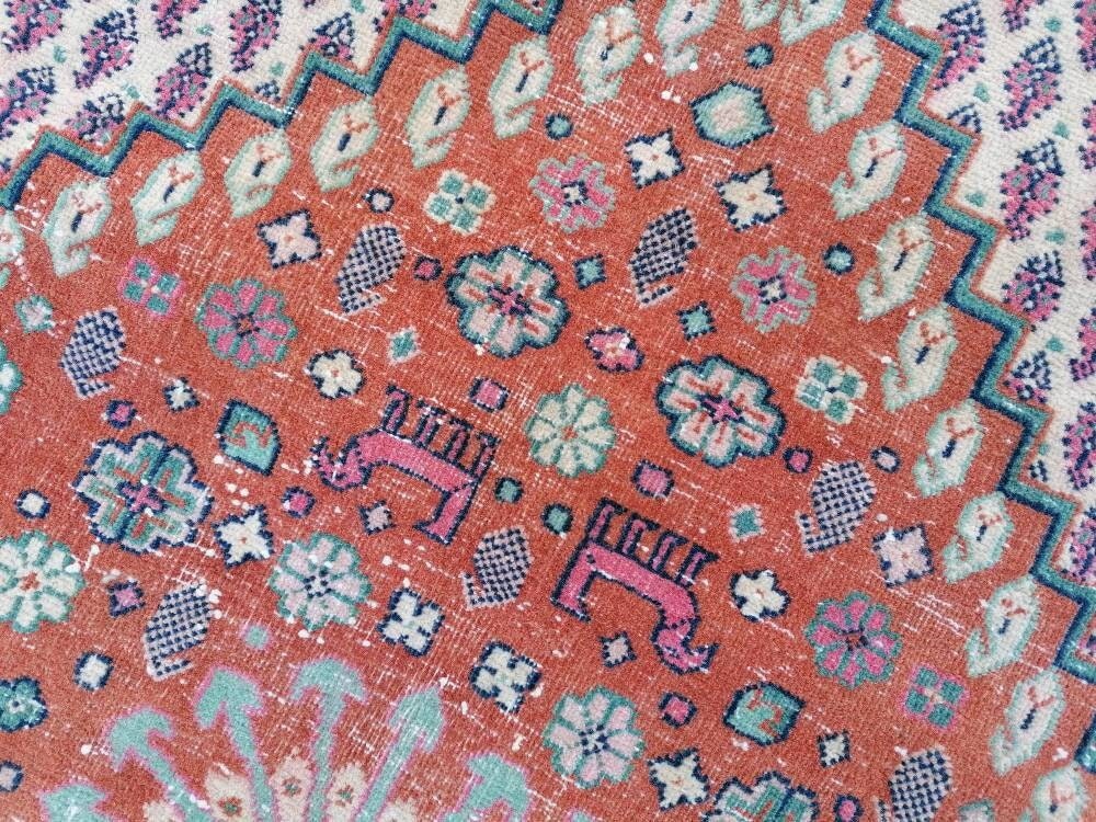 8x8 oushak wool rug, morracon rug, vintage hand made rug, living room rug kitchen rug, vintage bohemian rug