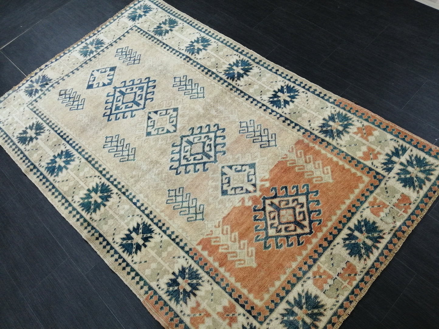 4.6 X 7.2 OUSHAK RUG TURKISH Oushak Rug Vintage Oushak Runner Rug Vintage Runner Rug Wool Oushak Rug Hand Made Rugs Vintage Turkish Rug