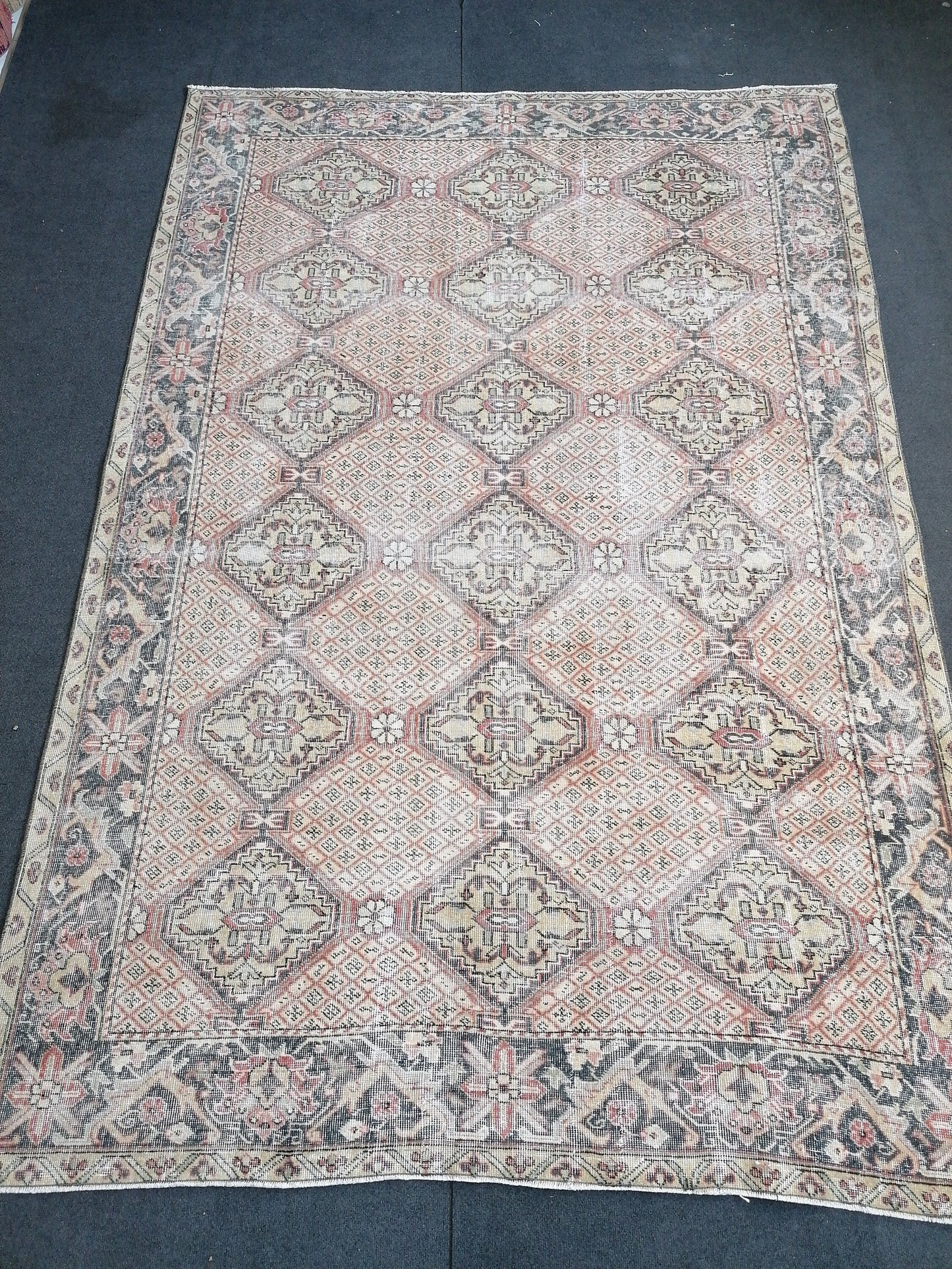 6.2 x 9.2 Large vintage rug turkish handmade rug traditional rug,  vintage oushak rug, wool rug