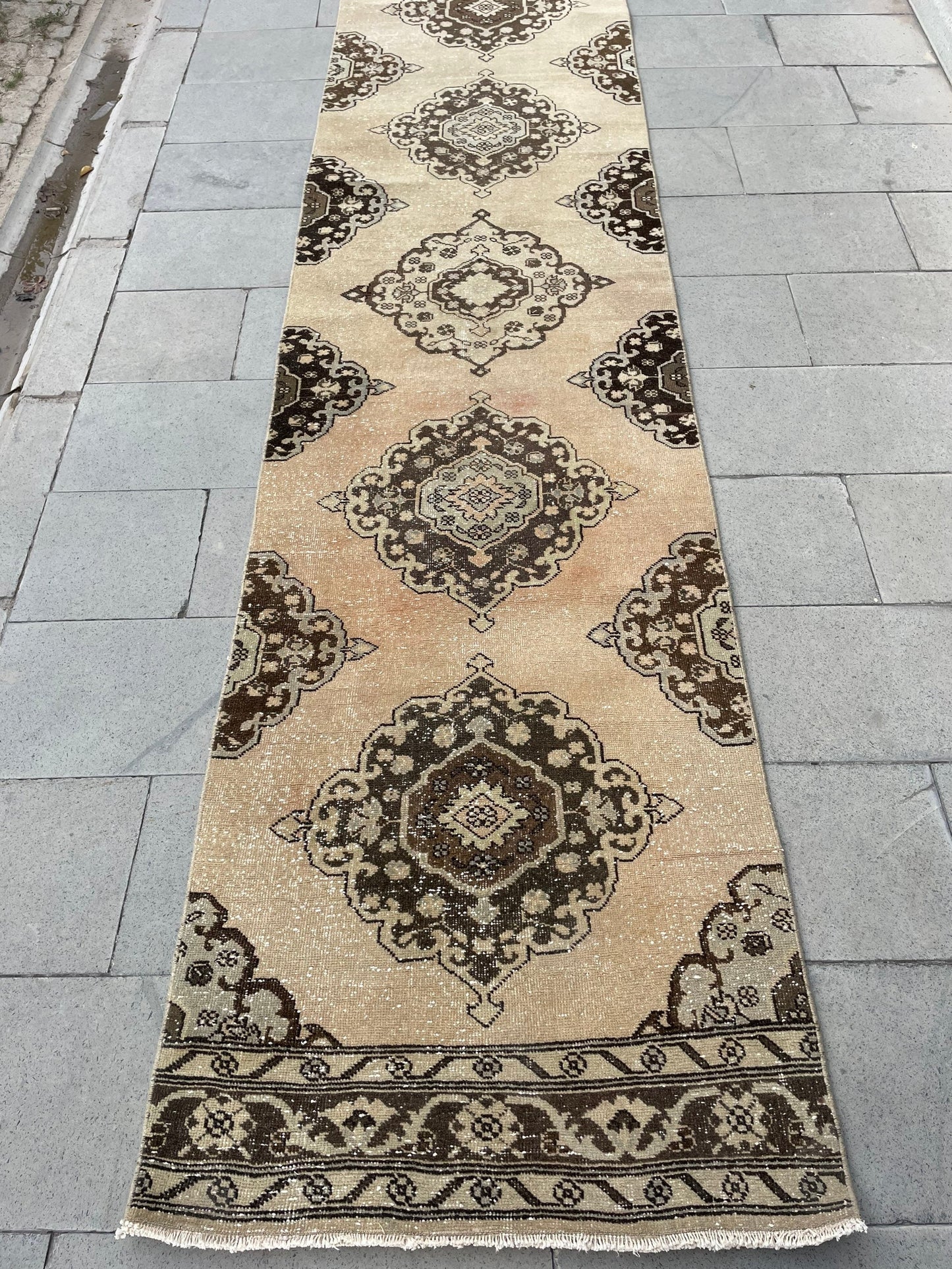 Handmade Extra Long Turkish Runner Very Long Oushak Runner Rug 2.8 x 22.7 ft Vintage Runner Rug Pink XL Muted Runner Rug Staircase Runner