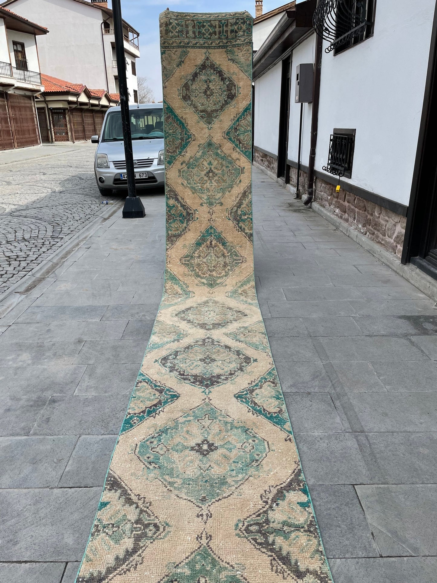 Wool Extra Long Turkish Runner Rug Very Long Oushak Runner 2.5 x 20.2 ft Rug Vintage Runner Rug, XL Oriental Runner Rug Staircase Runner rug
