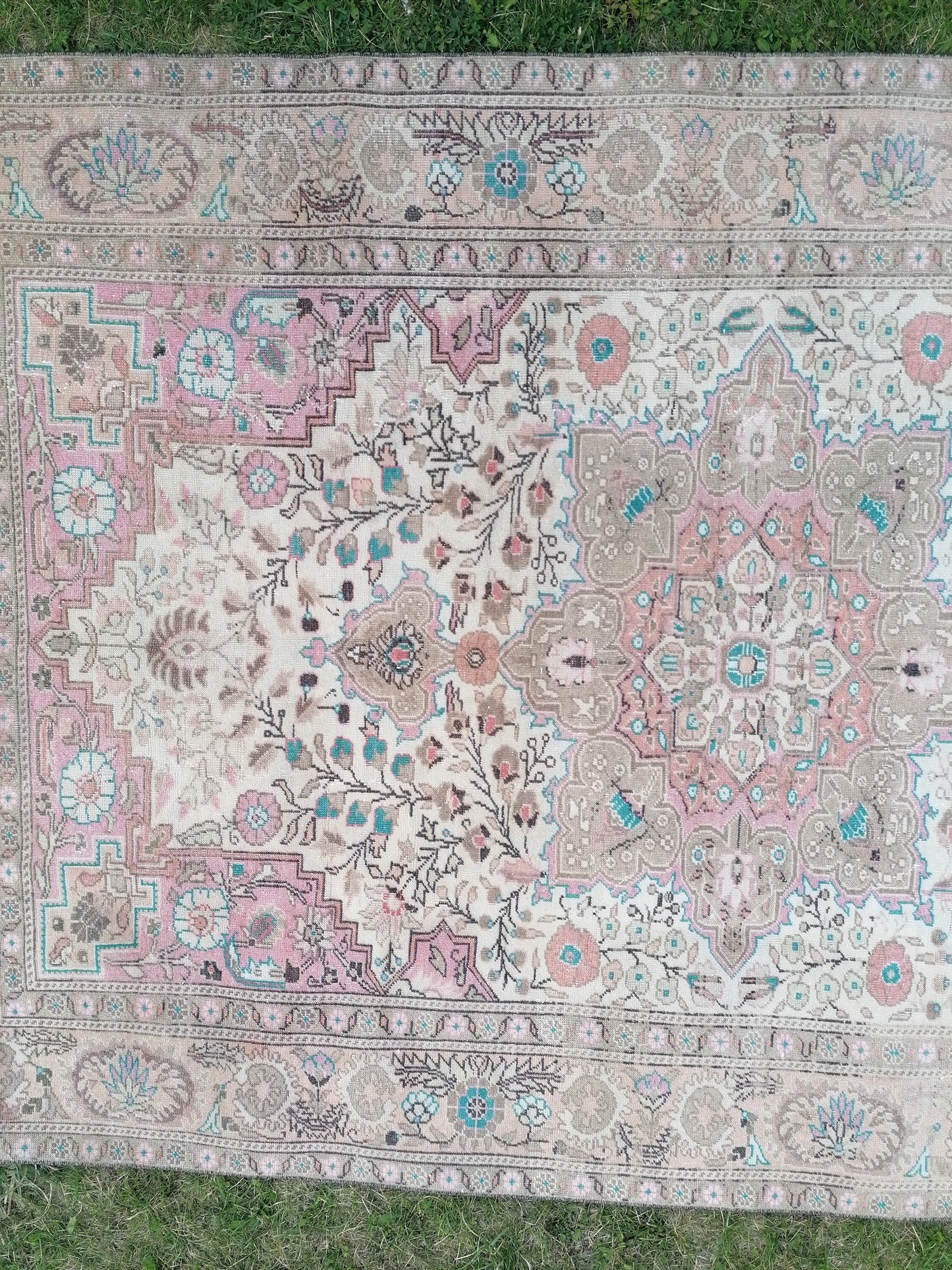 Oushak wool rug, vintage rug 4'7x7'6 kitchen rug, living room rug, handmade wool rugs