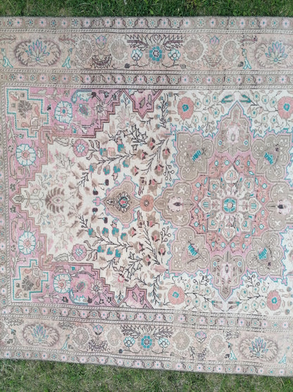 Oushak wool rug, vintage rug 4'7x7'6 kitchen rug, living room rug, handmade wool rugs