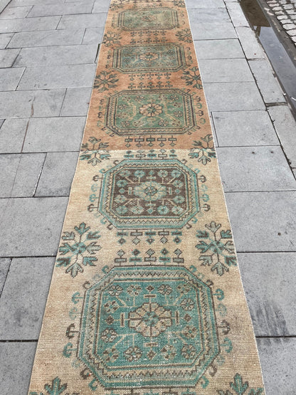 Staircase Runner Rug 2.3 x 26 ft Extra Long TURKISH Runner Rug Vintage Runner Rug Distressed Runner Rug  Runner Hand Knotted Runner