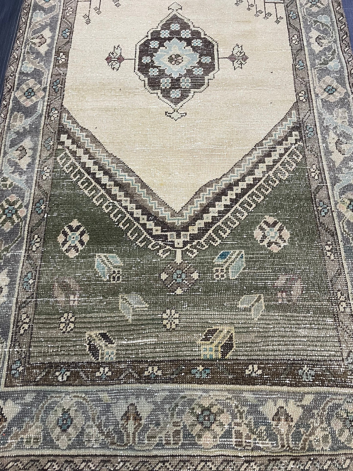 Handmade Turkish 3.5 x 6.2 Rug Handmade Rug Turkish Rug Hand Knotted Rug Muted Oushak Rug, Farmhouse Rug, Vintage Rug, Wool rug