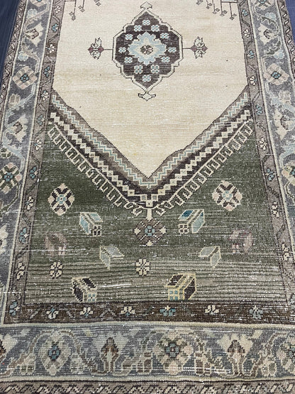 Handmade Turkish 3.5 x 6.2 Rug Handmade Rug Turkish Rug Hand Knotted Rug Muted Oushak Rug, Farmhouse Rug, Vintage Rug, Wool rug