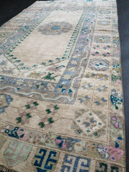 OUSHAK RUG TURKISH Oushak Rug Vintage Rug 3.7 x 7 Vintage Rug Wool Oushak Rug Hand Made Rug 4x7 Oriental Rug Turkish Rug