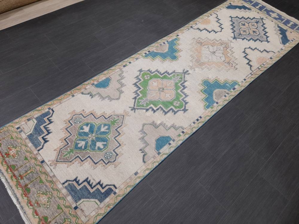 Muted Vintage Runner Rug 3 x 10.7 Muted Hallway Runner Kitchen Runner Rug Muted Staircase Runner Rug Muted Oushak Rug XĹ Turkish Runner