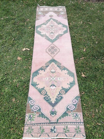 Vintage rug, runner wool rug  hallway handmade runner, distressed kitchen runner rug 2'3x8'6 feet