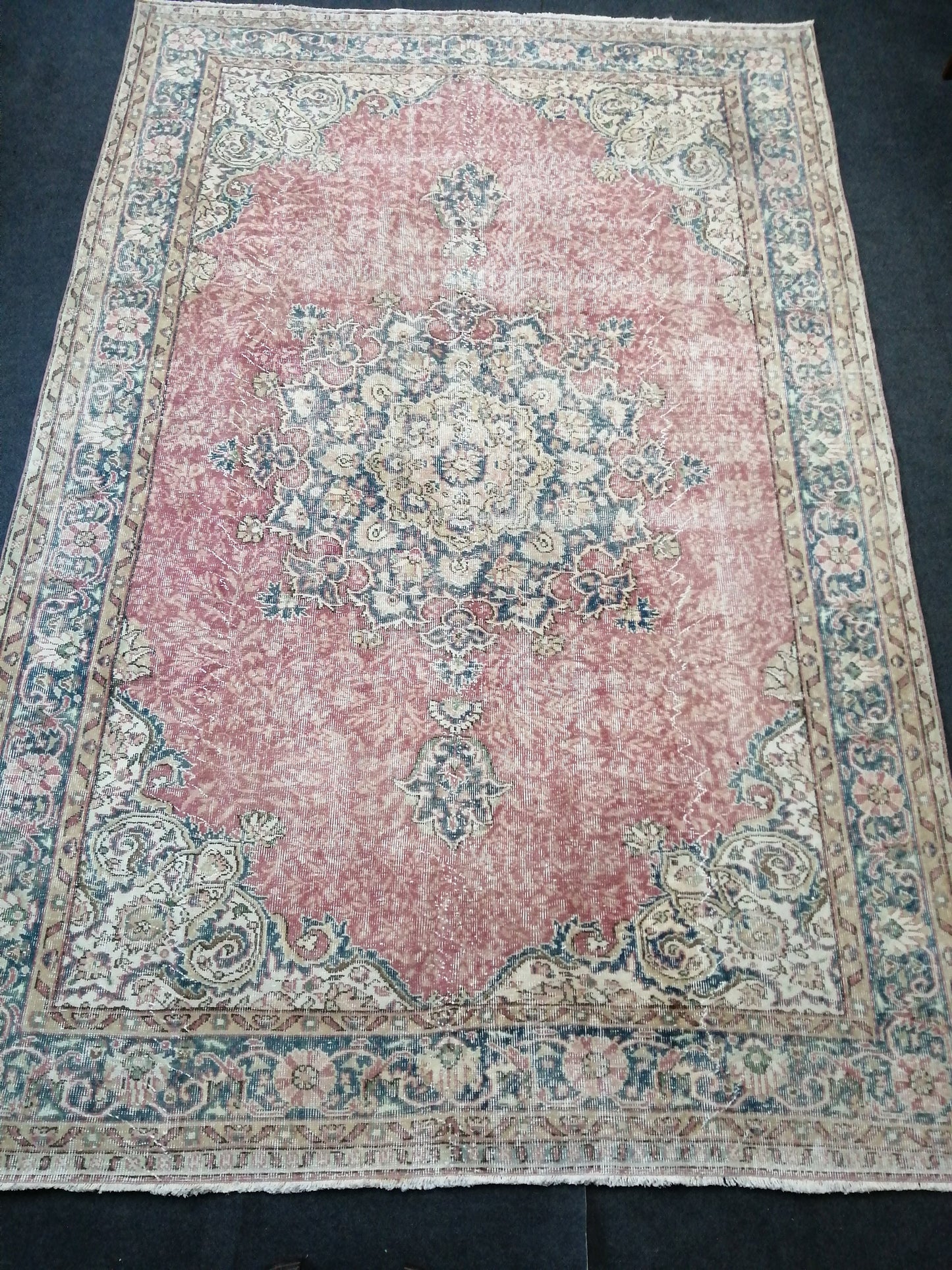 10.3 x 6.9 Vintage Rug, Oushak Rug, Turkish Rug, Livingroom Rug, Kitchen Rug, Handmade Wool Rug, Hand Knotted Rug