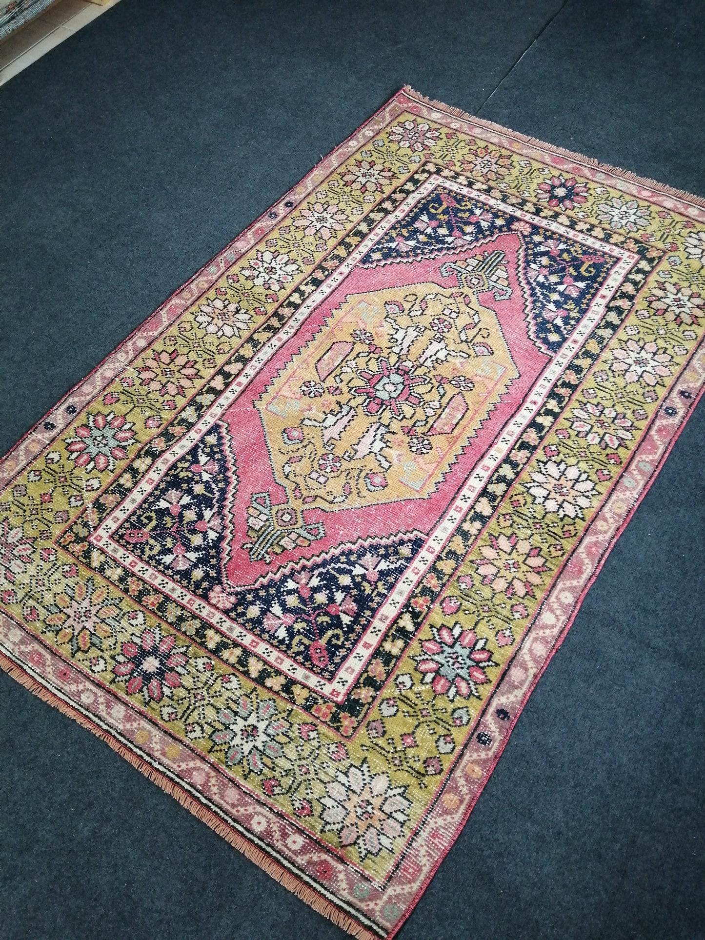 5.6 x 3.7 OUSHAK RUG TURKISH Oushak Rug Vintage Oushak Runner Rug Vintage Runner Rug Wool Oushak Rug Hand Made Rugs Vintage Turkish Rug