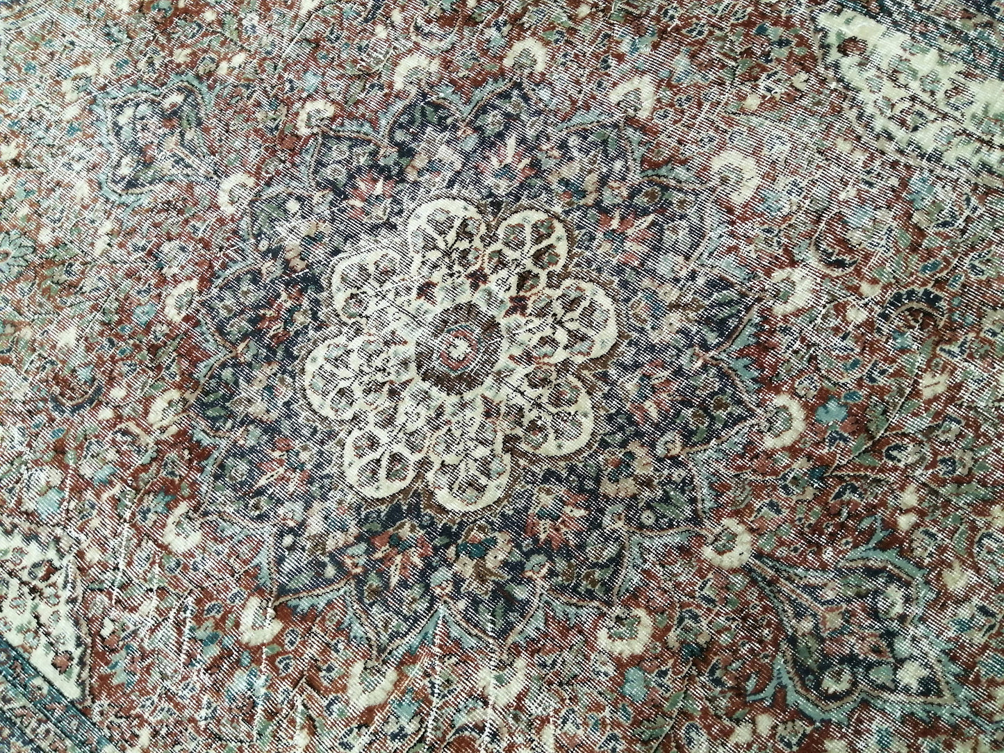 Distressed OUSHAK RUG 6.5 x 9.2 TURKISH Rug Vintage Oushak Runner Rug Vintage Wool Oushak Rug Hand Made Rugs Vintage Turkish Rug