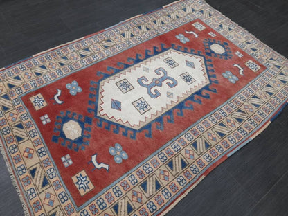 VINTAGE RUG 4.4 x 6.3 TURKISH Rug Vintage Oushak Rug Hand Knotted Rug Wool Oushak Rug Hand Made Rugs Vintage Turkish Rug Hand Knotted Rug