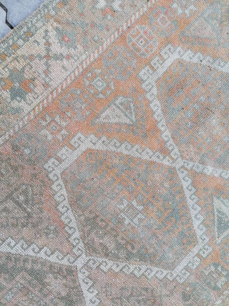 4'2x8'3 oushak wool runner rug, vintage turkish runner, hallway handmade runner, kitchen runner rug