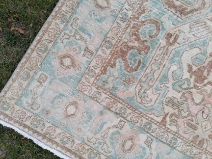 Turkish rug, vintage rug 4'2x8'3 oushak bohemian rug, area rug