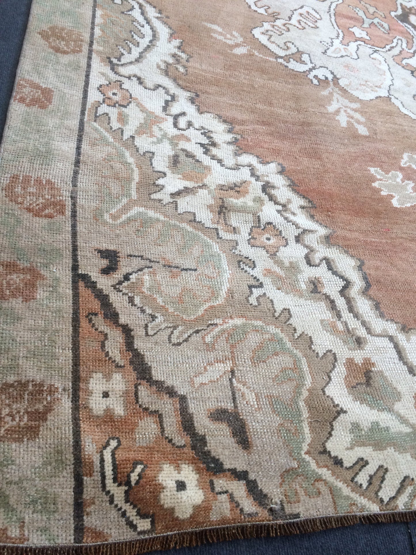 Large Area OUSHAK RUG TURKISH Neutral Rug Vintage 7 x 10.5 Oushak Brown Rug Vintage Rug Wool Kars Rug Hand Made Rugs Wool Hand Knotted Rug