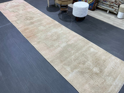 Antique Runner Rug, Persian2.8 x 12.7 Runner Rug, Wool Oushak Runner Rug, Long Turkish Runner Rug, Kitchen Runner Rug, Hallway Runner