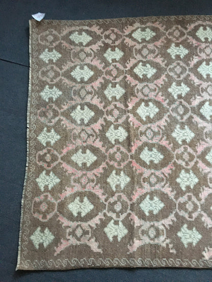 4x7 feet natural brown turkish bedroom rug, vintage pink living room floor rug, oushak handmade wide bathroom rug, laundry area medium rugs