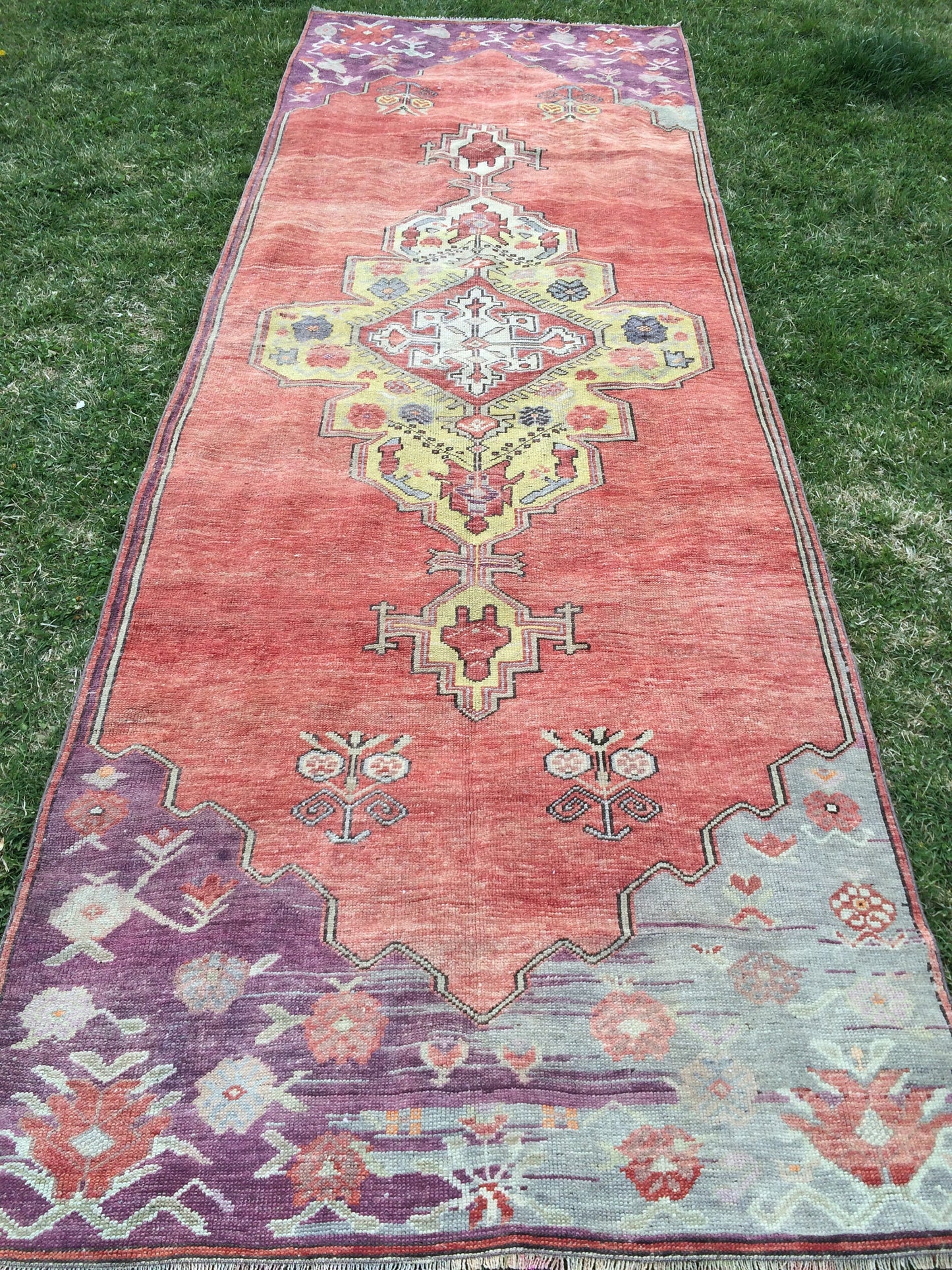 VINTAGE RUNNER Rug, 4x12 Oushak Runner Rug, Rustic Rug, Rugs Runner, Turkish Rug Runner, Farmhouse Rug, Vintage Rug