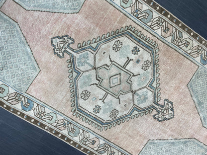 Handmade Rug, Hand Knotted 3.8 x 7 Rug, Oushak Rug, Rustic Rug, Bohemian Rug, Turkish Rug, Antique Rug, Vintage Rug, Wool rug