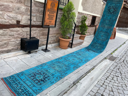 Extra Long Runner Rug Overdyed TURKISH 2 x 19.4 Runner Vintage Runner Rug Vintage XL Oriental Runner Rug Staircase Runner rug