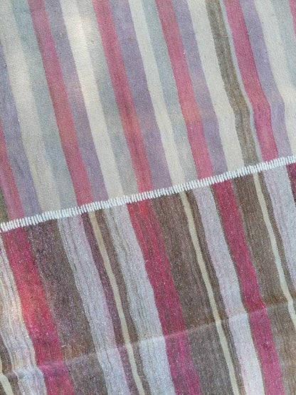 6.8 x 9.7 Flatwoven kilim rug  stripe handmade rug vintage turkish rug, vintage oushak rug, wool rug