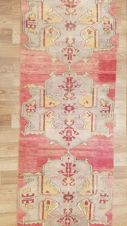 12'x3'6 vintage hallway runner rug,unique hand made runner kitchen runner rug