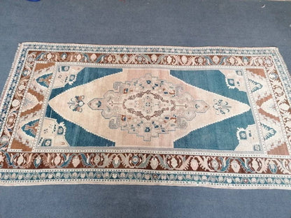 Oushak turkish wool rug 4'5x8'3 turkish handmade rug, vintage rug,kitchen rug, living room rug, bohemian rug