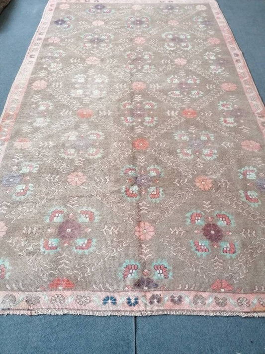 5'4x9 large wool rug, oushak hand made rug, bohemian rug, living room rug
