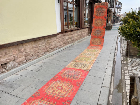 Vintage Staircase Runner Rug 2.3 x 28.4 ft Extra Long TURKISH Runner Rug Vintage Runner Rug Runner Rug  Runner Hand Knotted Runner