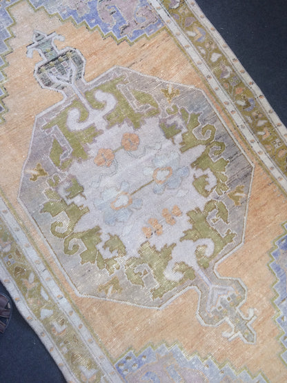 OUSHAK RUG TURKISH Oushak Rug Vintage Oushak Runner Rug Vintage Runner Rug Wool Oushak Rug Hand Made Rugs Vintage Turkish Rug