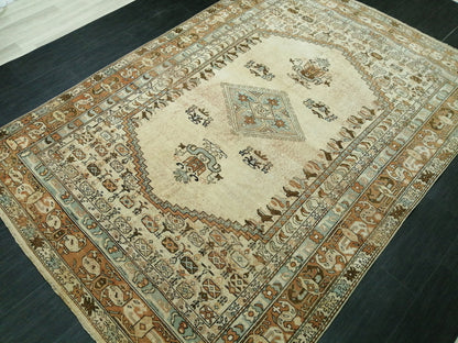 6.5 x 9.2 OUSHAK RUG TURKISH Oushak Rug Vintage Oushak Runner Rug Vintage Runner Rug Wool Oushak Rug Hand Made Rugs Vintage Turkish Rug