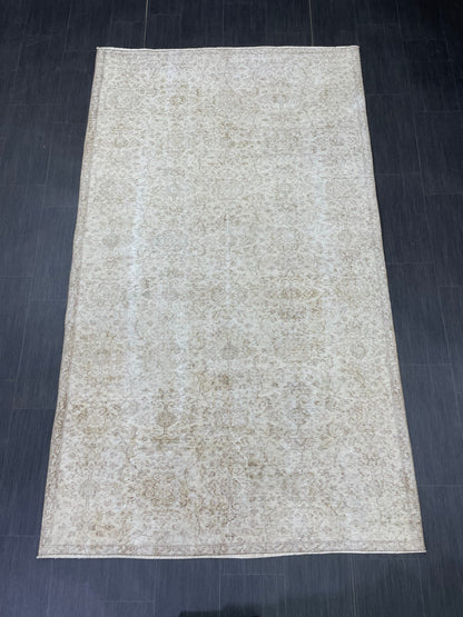 Muted Vintage Rug TURKISH Distressed Rug Vintage 5 x 8.4 Rug Oushak Rugs Muted Rug Turkish Oushak Rug, Vintage Oushak Rug Wool Rug