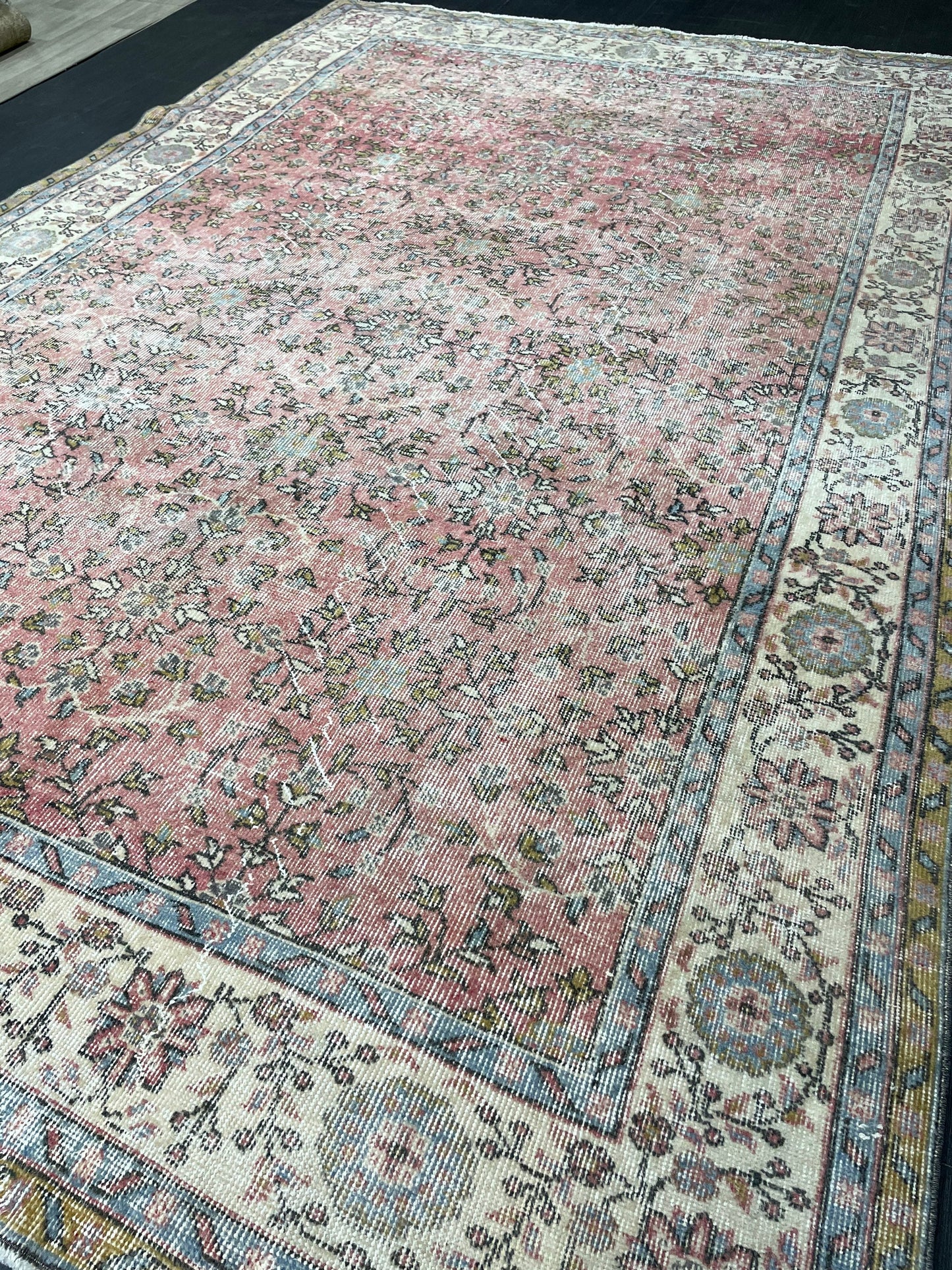 Oriental Vintage 6.6 x 10.6 Rug Vintage Hand Knotted Rug Wool Oushak Rug Hand Made Rugs Vintage Turkish Rug Persian Rug Distressed Rug