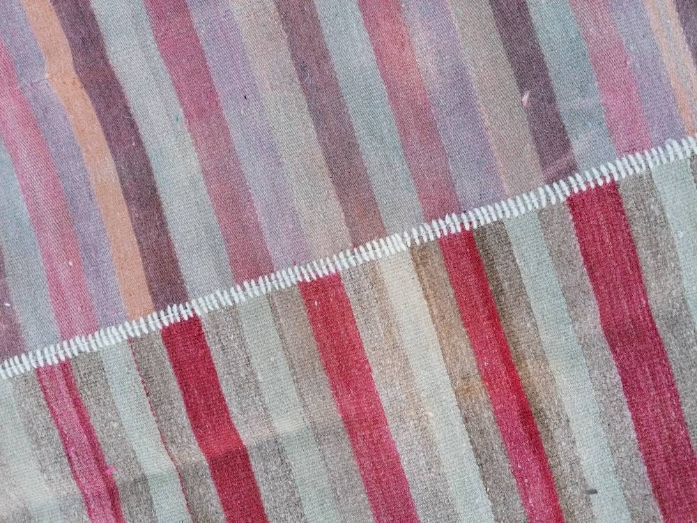 Flatwoven kilim rug, stripe turkish hand made rugs 6'7*10  vintage turkish rugs oushak rug vintage oushak rug, wool rug