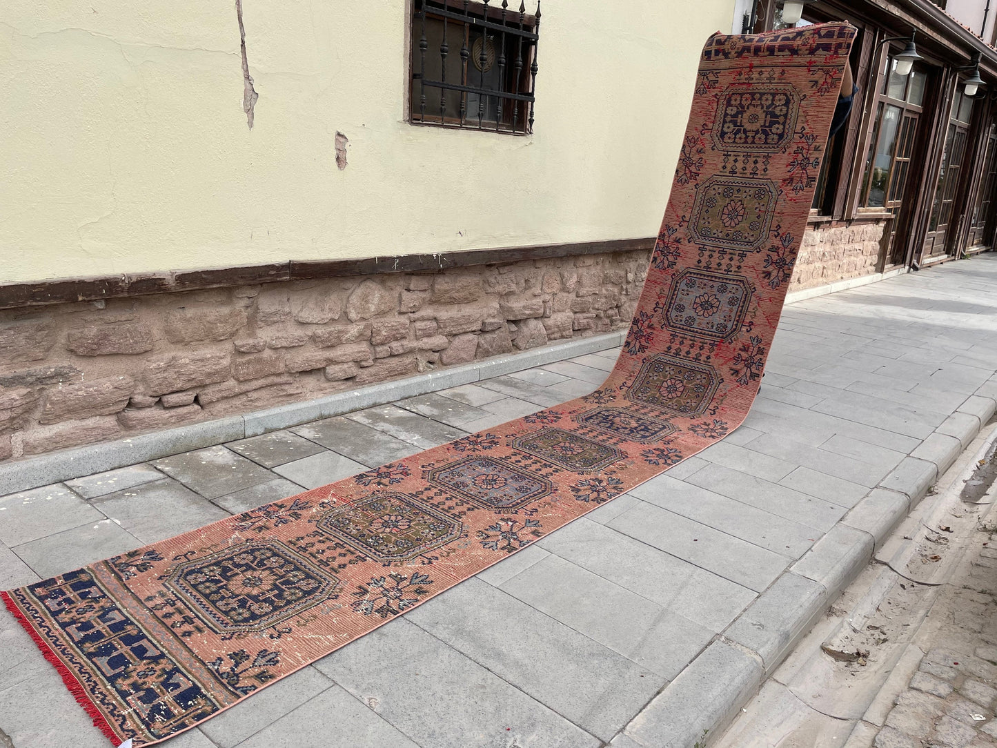Wool Extra Long Turkish Runner Rug, Very Long Oushak Runner 2.7 x 17.4 ft Rug, Vintage Runner Rug, XL Handmade Runner Rug Staircase carpet