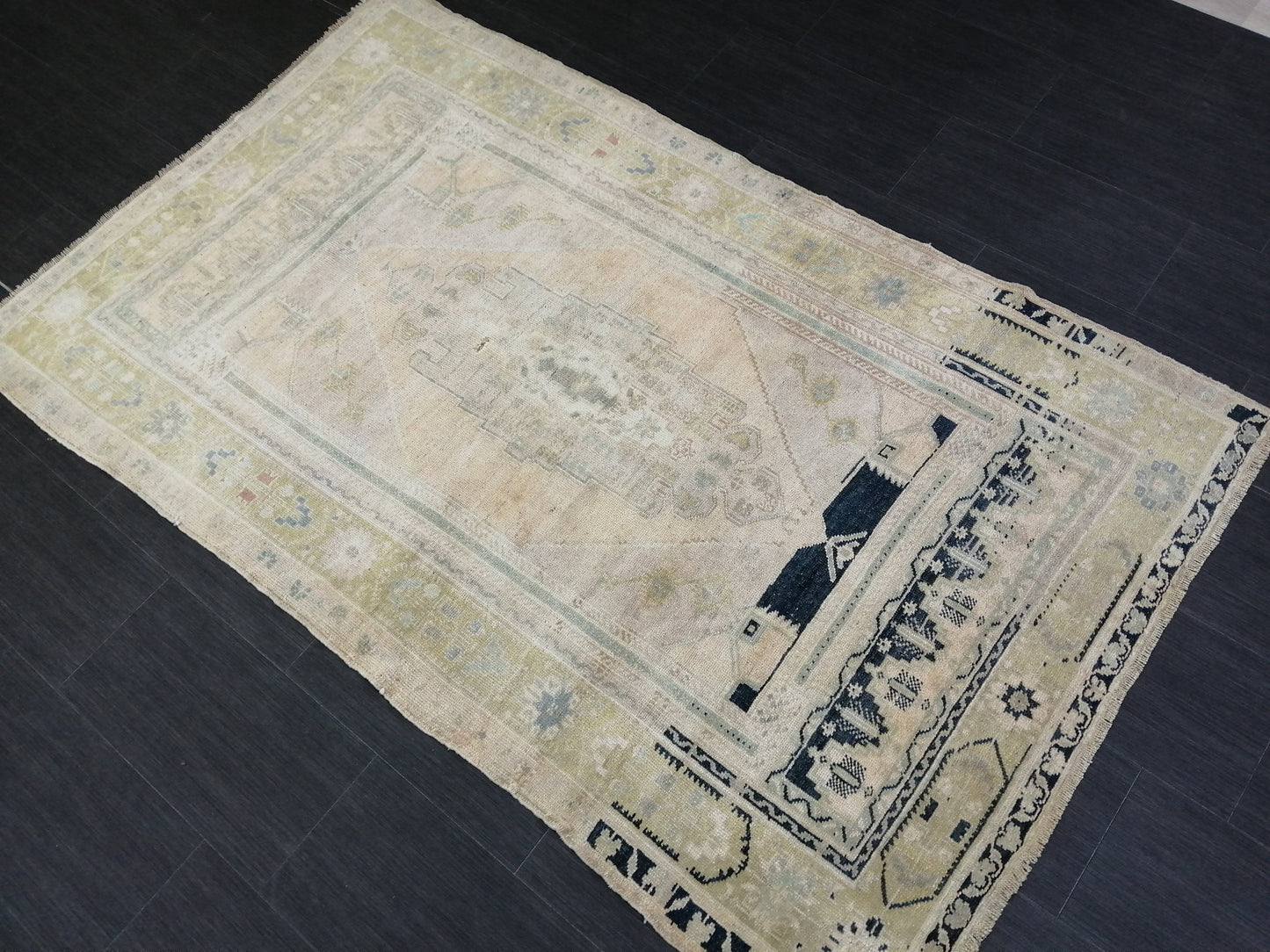 6.8 x 4 Muted OUSHAK RUG TURKISH Oushak Rug Vintage Oushak Runner Rug Vintage Runner Rug Wool Oushak Rug Hand Made Rugs Vintage Turkish Rug